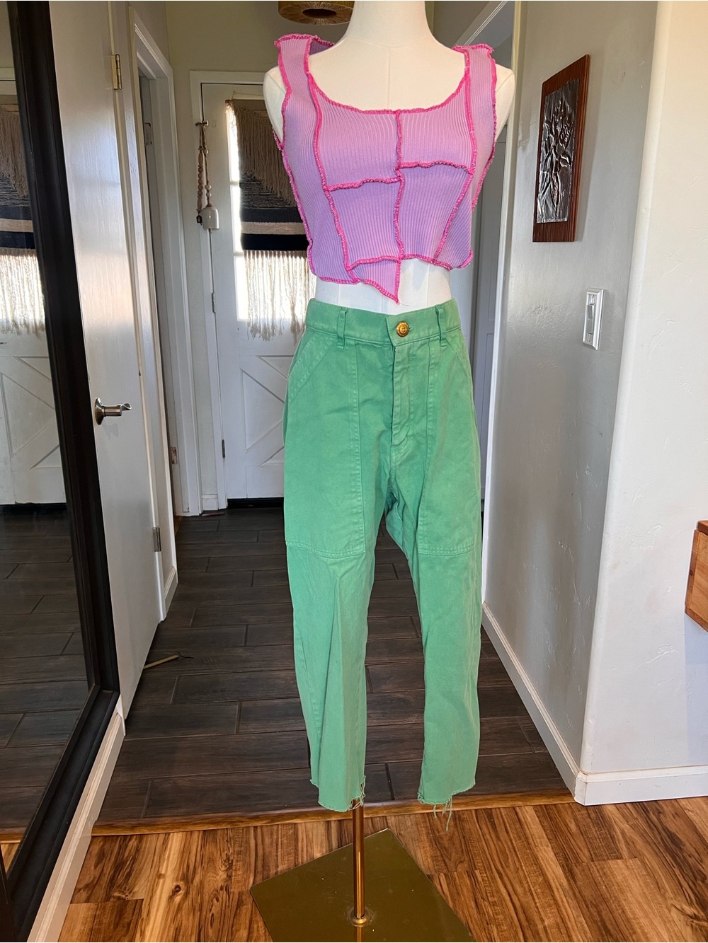 Big Bud Press Green High-Rise Cropped Jeans